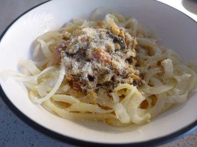 Celeriac Noodles Mushroom Sauce